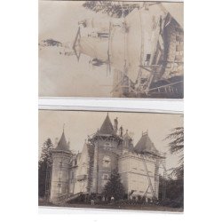 INDRE : château du puy d'auzon, cluis?, ouvriers, restauration (2 CPA) - très bon état