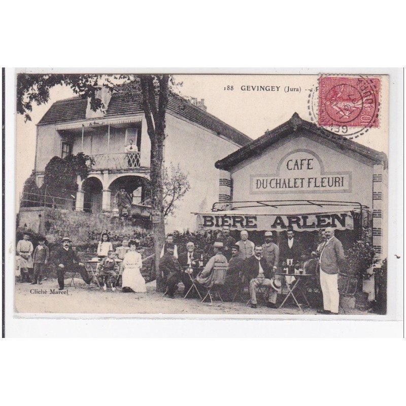 GEVINGEY : cafe du chalet fleuri, bière arlen, route de bourg - très bon état