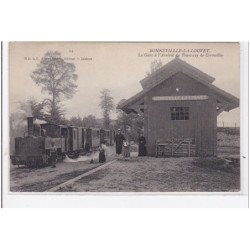 BONNEVILLE LA LOUVET : la gare à l'arrivée du train de Cormeilles - très bon état