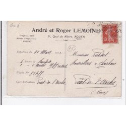 ROUEN : carte publicitaire - service du détail André et Roger LEMOINE - très bon état