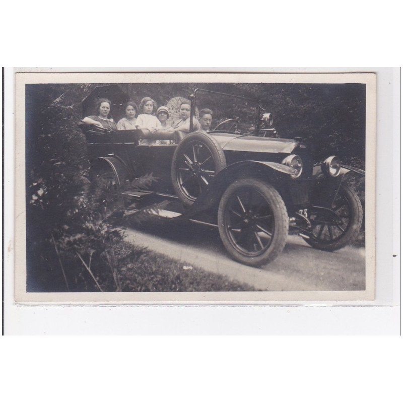 Carte photo d'une automobile en forêt de MACHY en 1925 (second cliché différent)- très bon état