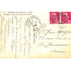 GENISSIAT : barrage, parement aval vu de la rive droite - tres bon etat