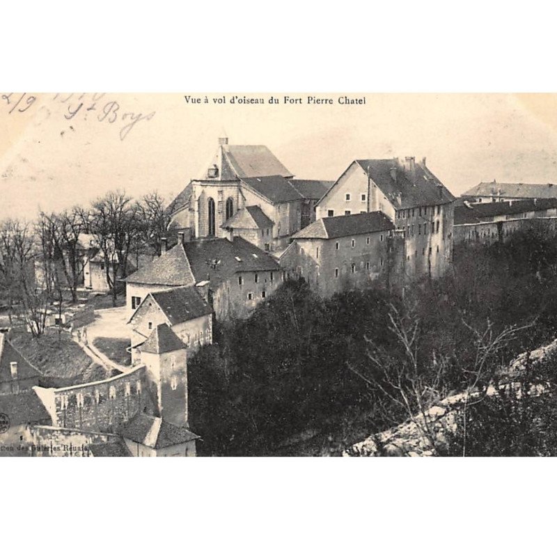 PIERRE CHATEL : vue à vol d'oiseau du fort pierre chatel - etat