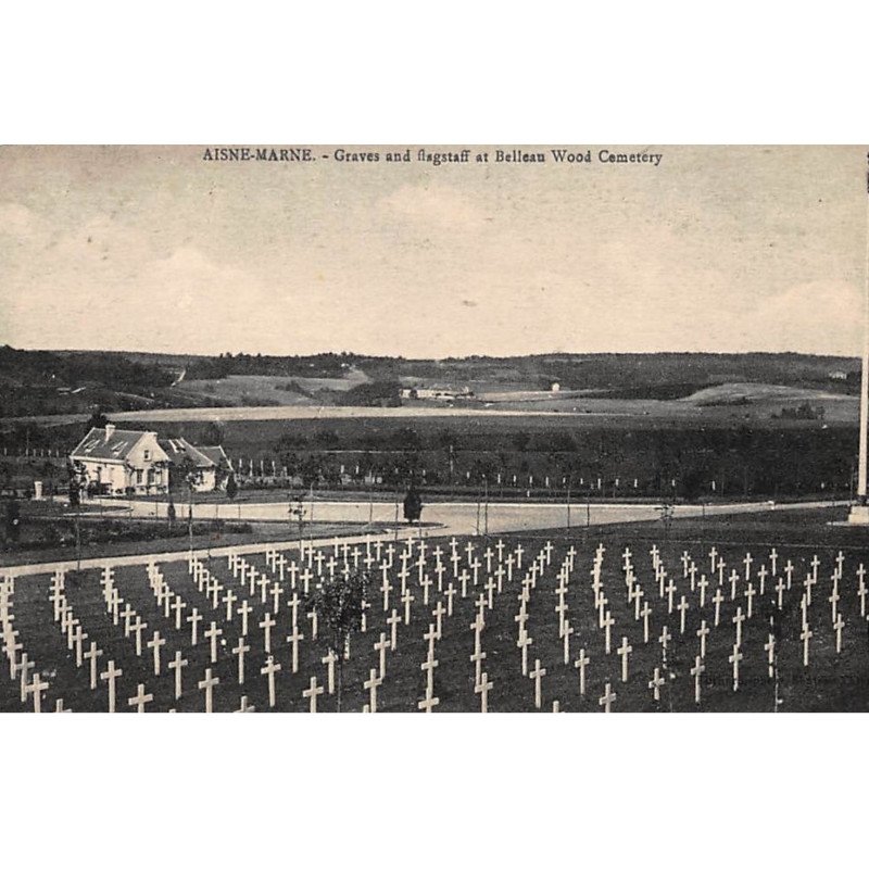 AISNE : aisne-marne graves and flagstaff at belleau wood cemetery - etat