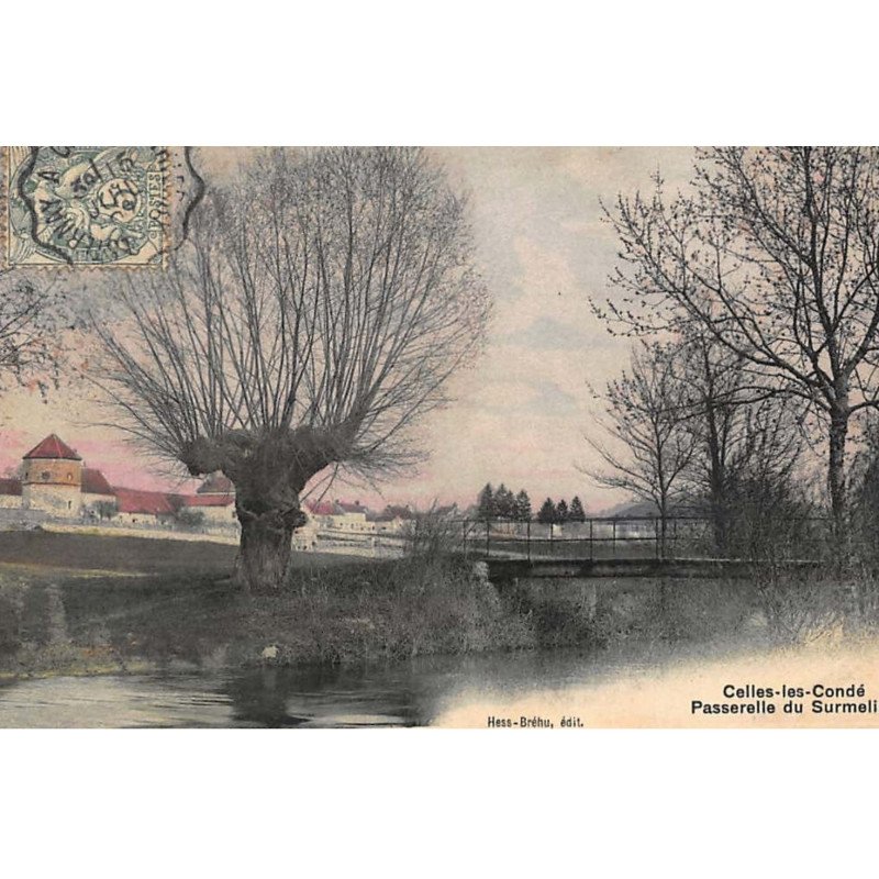 CELLES-les-CONDE : passerelle du surmelin - etat (partiellement décollée)