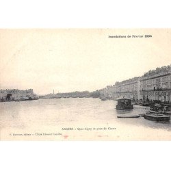 ANGERS - Inondations de Février 1904 - Quai Ligny et Pont du Centre - très bon état