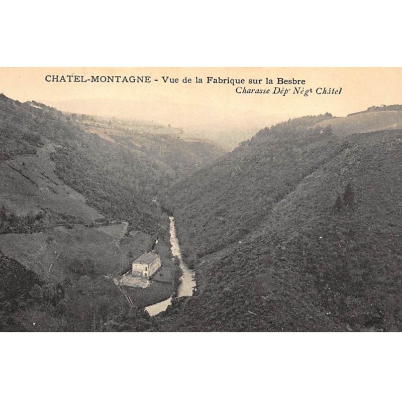 CHATEL-MONTAGNE : vue de la fabrique sur la besbre - etat