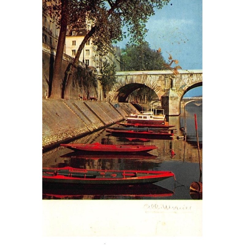 Albert MONIER : paris le quai d'anjou et le pont-marie - tres bon etat