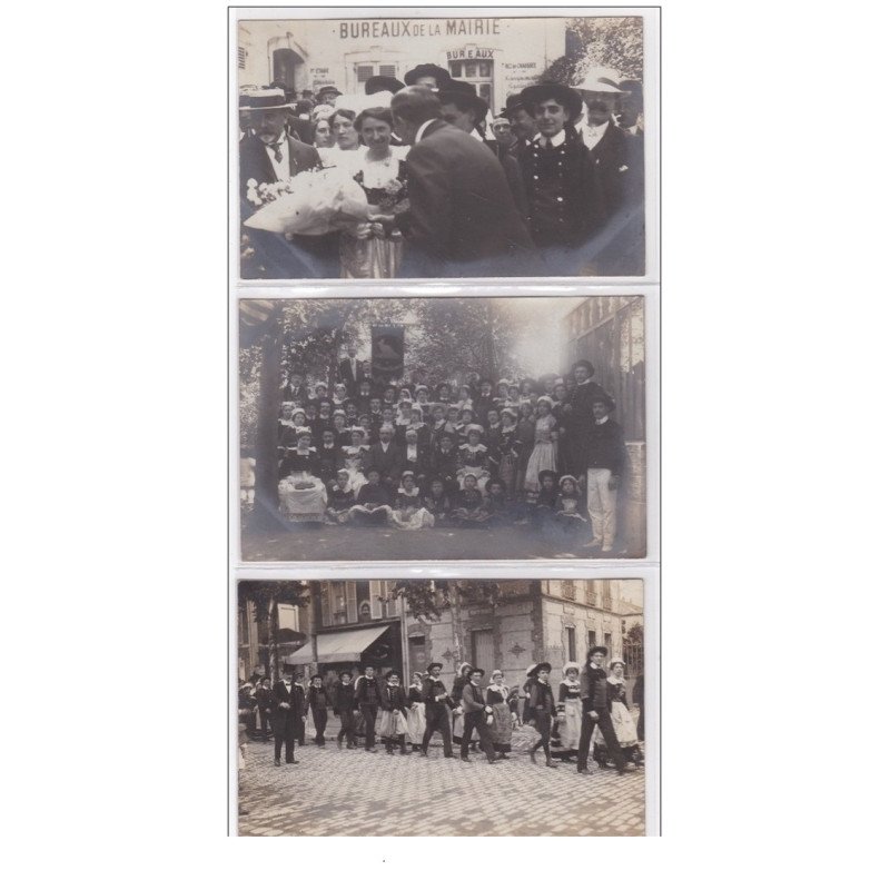 LA GARENNE COLOMBES : fete, ""les joyeux lapins"", breton, 3 CPA, bureau de la mairie - etat LA GARENNE COLOMBES : fete, ""les joyeux lapins"", breton, 3 CPA, bureau de la mairie - etat