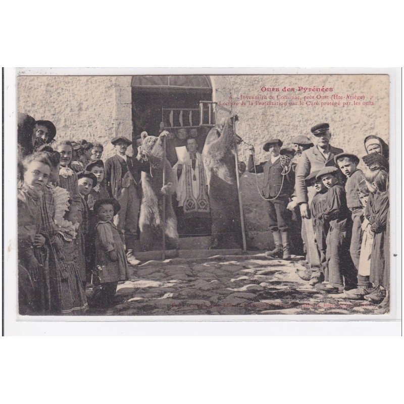 COMINAC : inventaire de cominac, lecture de la protestation par le curé protégé par les ours - etat (traces)
