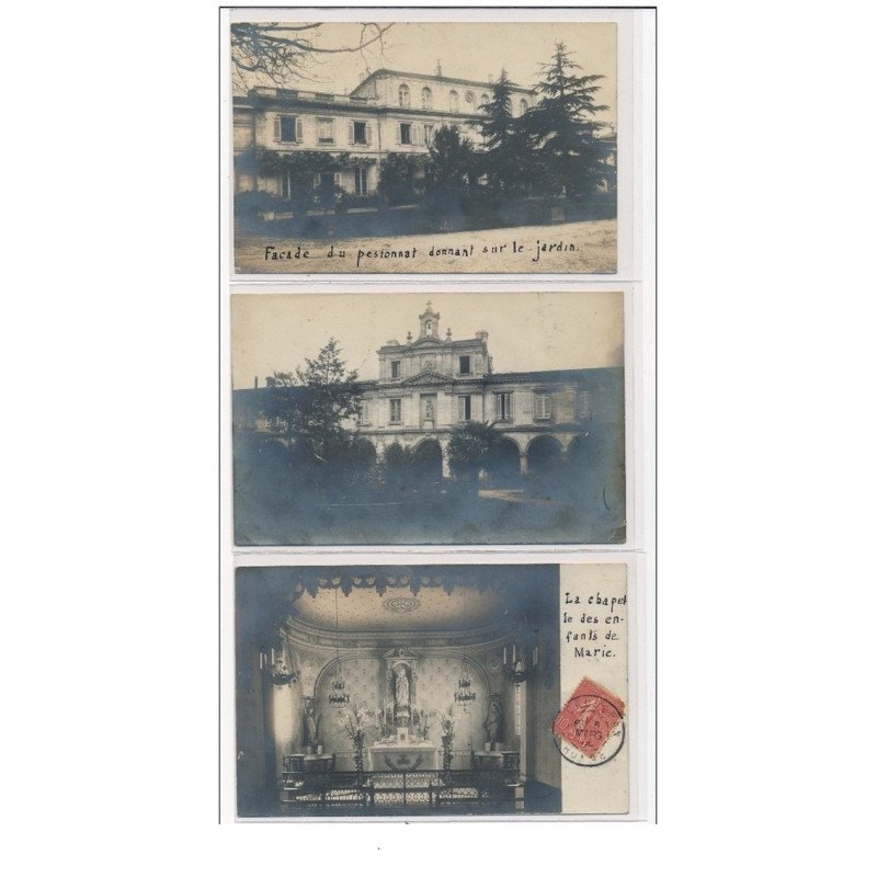 CAUDERAN : pensionnat, chapelle, 3 CPA - tres bon etat