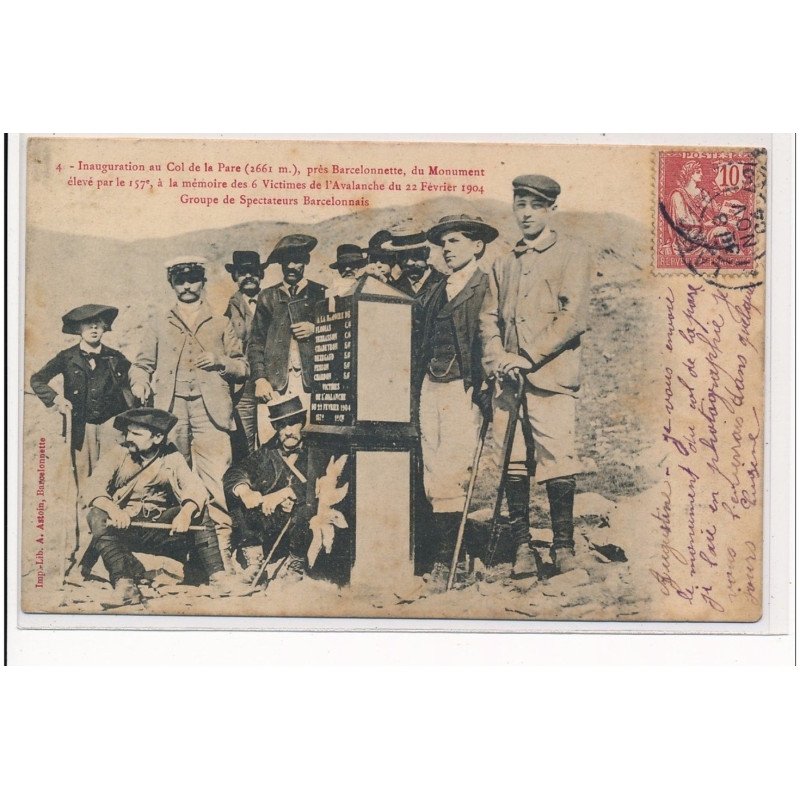 pres BARCELONNETTE : inauguration au col de la pare, monument eleve par le 157e - etat pres BARCELONNETTE : inauguration au col de la pare, monument eleve par le 157e - etat