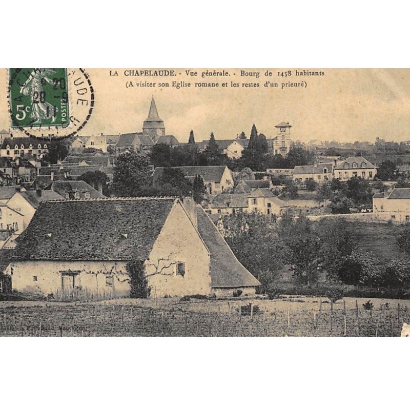 LA CHAPELAUDE : vue generale, bourg de 1458 habitants - etat