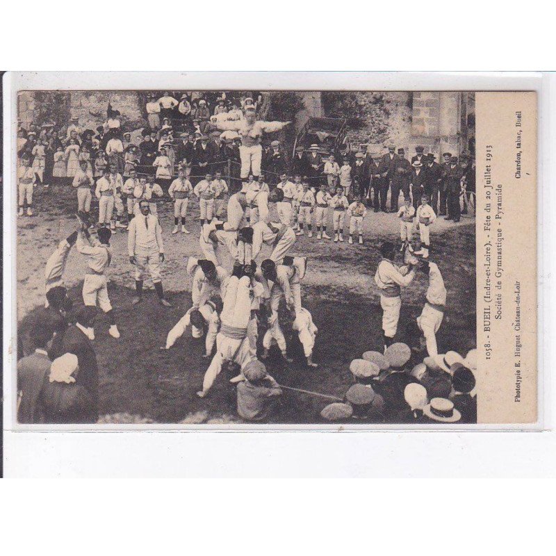 BUEIL: fête du 20 juillet 1913, société de gymnastique, pyramide - très bon état