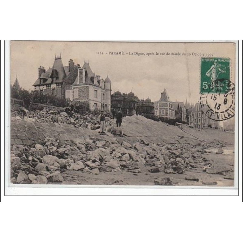 PARAME : la digue, après le raz de marée du 30 octobre 1905 - très bon état PARAME : la digue, après le raz de marée du 30 octobre 1905 - très bon état