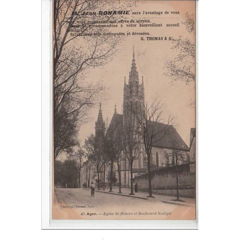 AGEN - Eglise Saint  Hilaire et boulevard Scaliger  - très bon état