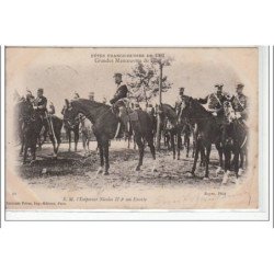 Fêtes Franco-Russes de 1901 - Grandes Manoeuvres de l'Est - S.M. l'Empereur Nicolas II et son escorte - très bon état