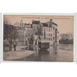 LAGNY : les inondations de 1910 - vue des quais près du Pont de Fer - très bon état