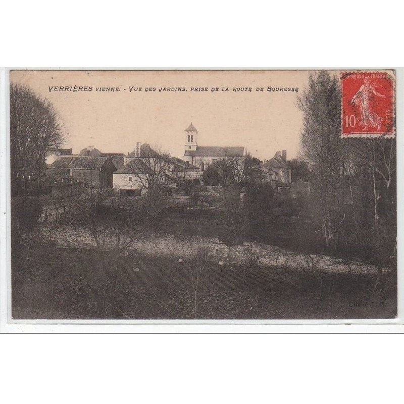 VERRIERES : vue des jardins, prise de la route de Bouresse - très bon état VERRIERES : vue des jardins, prise de la route de Bouresse - très bon état