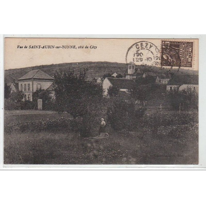 SAINT AUBIN SUR YONNE : vue sur St Aubin sur Yonne, côté de Cézy - très bon état