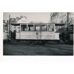 FONTAINEBLEAU : "photo environ 1950 format et papier CPA" tramway motrice 14 - tres bon etat
