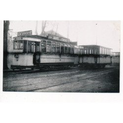 FONTAINEBLEAU : "photo environ 1950 format et papier CPA" tramway motrice 16 la liberté, javel la croix - tres bon etat
