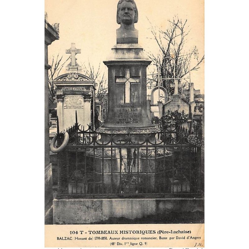 PARIS : tombeaux historiques pere-lachaise balzac honoré - tres bon etat