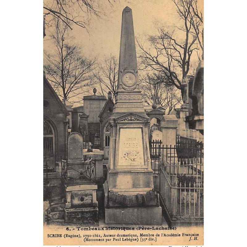 PARIS : tombeaux historiques pere-lachaise Eugene Scribe - tres bon etat