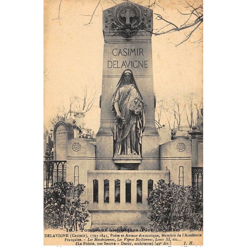 PARIS : tombeaux historiques pere-lachaise Casimir Delavigne - tres bon etat