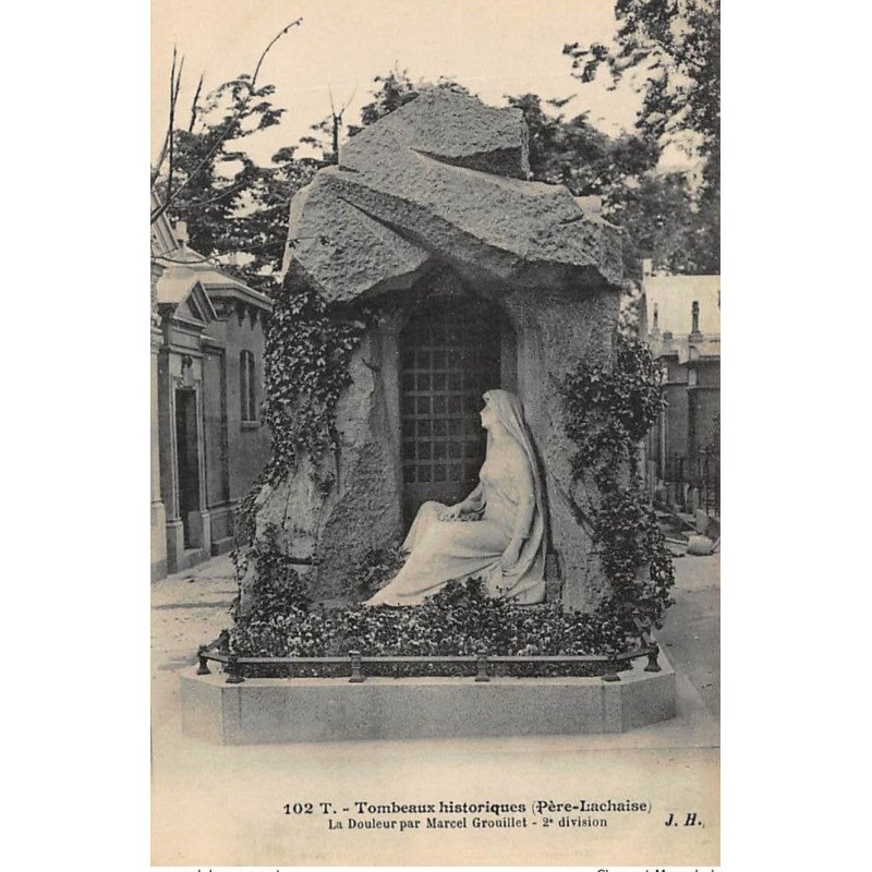 PARIS : tombeaux historiques pere-lachaise la douleur par marcel grouillet - tres bon etat