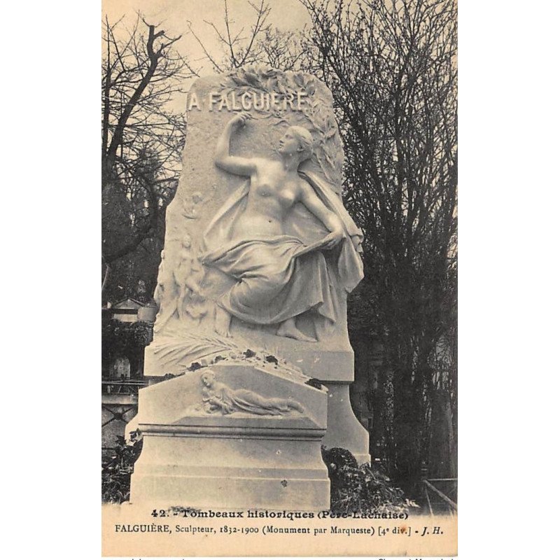 PARIS : tombeaux historiques pere-lachaise Falguiere  - tres bon etat