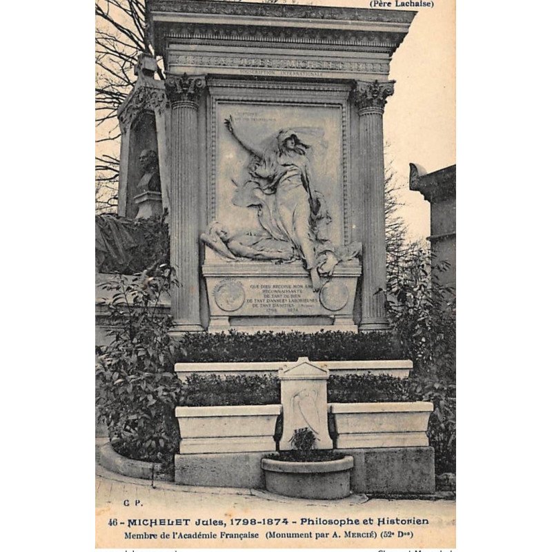 PARIS : tombeaux historiques pere-lachaise Jules Michelet - tres bon etat