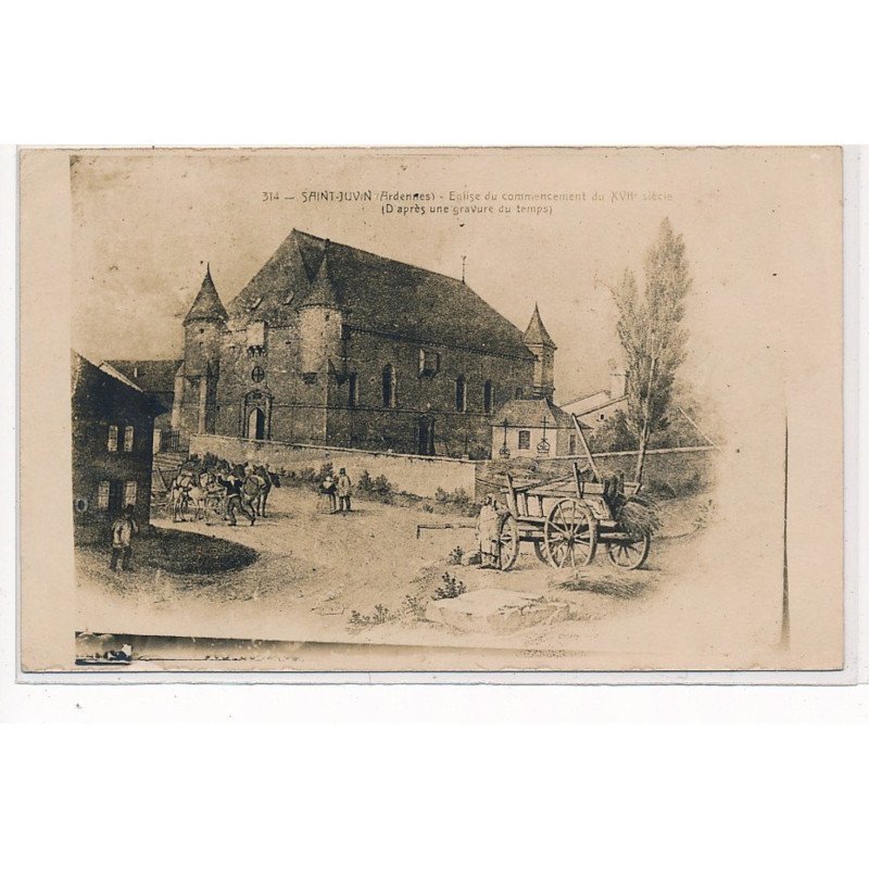 SAINT-JUVIN : eglise du commencement du XVIIe siecle (d'apres une gravure du temps) - tres bon etat