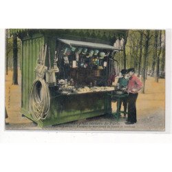 PARIS : les petits metiers de paris, jardins publics, kiosque de marchand de jouets et bonbons - tres bon etat