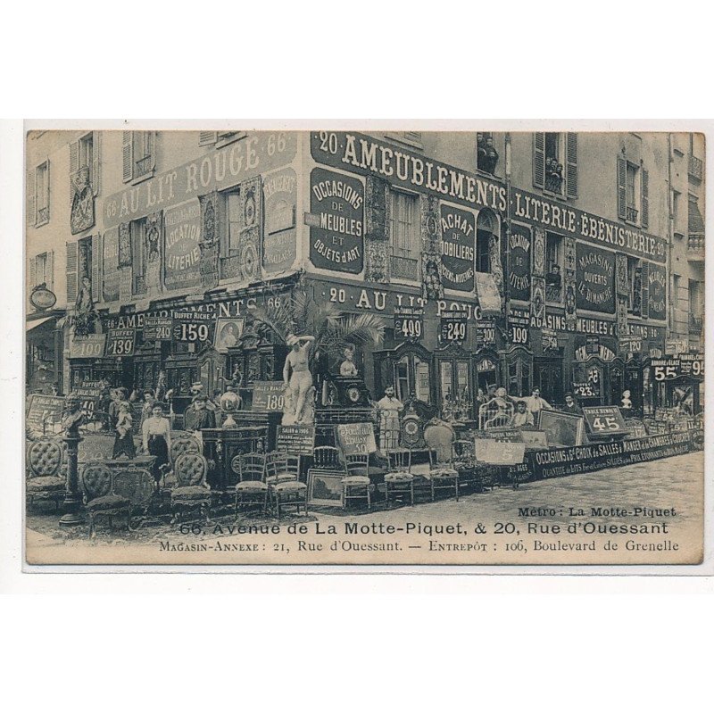 PARIS : 66 avenue de la motte-piquet, ameublement literie ebenisterie, au lit rouge - tres bon etat