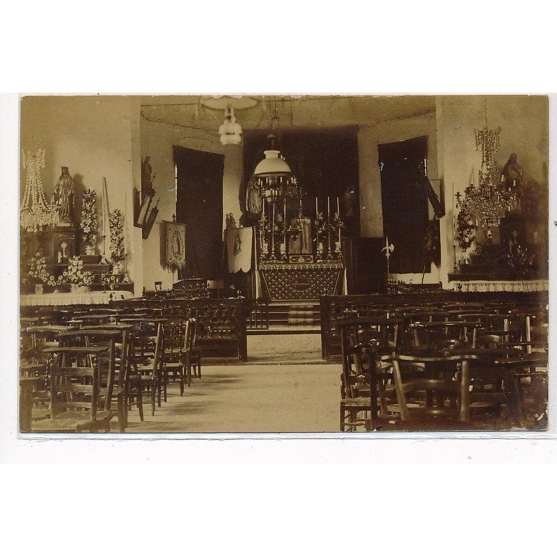 SOMME : *à localiser* carte photo, interieur d'eglise - tres bon etat