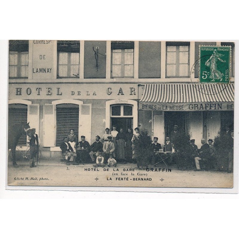 LA FERTE BERNARD : hotel de la gare graffin en face de la gare - tres bon etat LA FERTE BERNARD : hotel de la gare graffin en face de la gare - tres bon etat