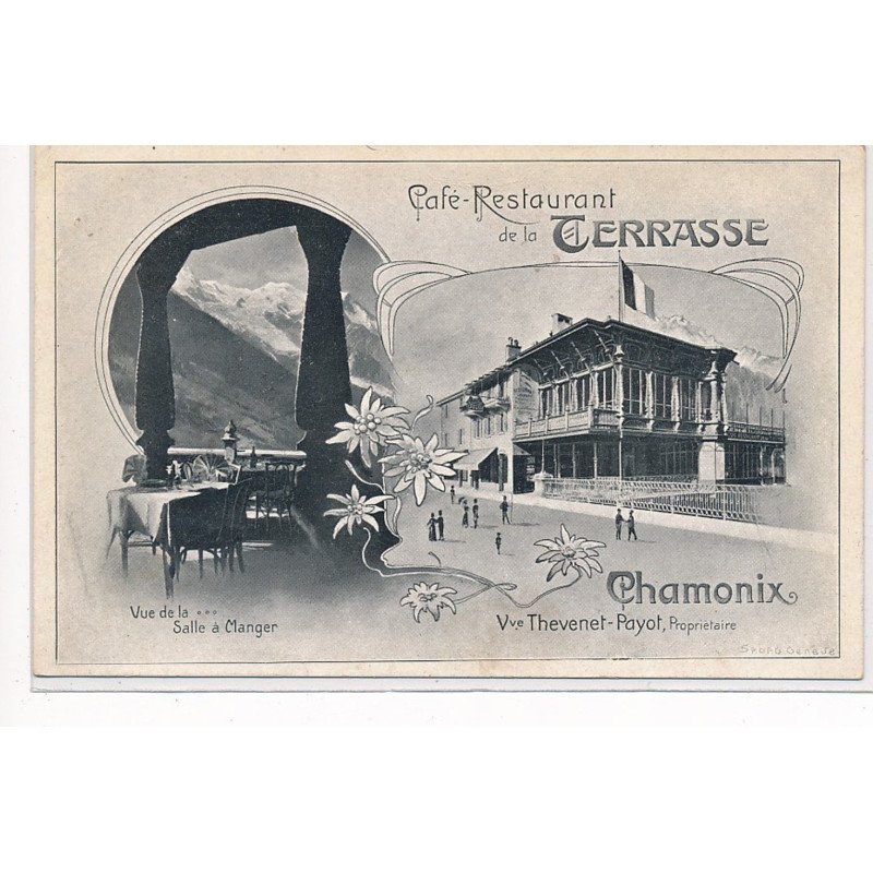CHAMONIX : café-restaurant de la terrasse, vue de la salle à manger - tres bon etat