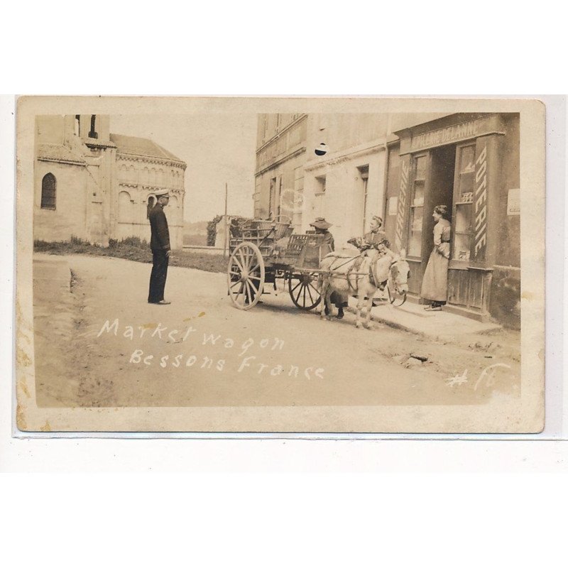 BASSENS : epicerie delanne, soldat americain, attelage - tres bon etat