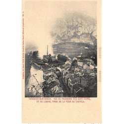 TARASCON-sur-ARIEGE : vue du faubourg ste-quitterie et de l'usine prise de la tour de castela - tres bon etat