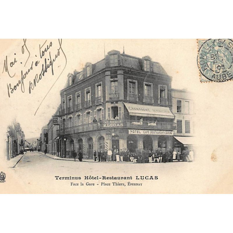 EPERNAY : terminus hotel-restaurant lucas, face à la gare, place thiers - tres bon etat