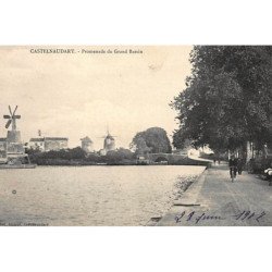 CASTELNAUDARY : promenade du grand bassin, moulin - tres bon etat