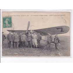 PONT-LEVOY: course paris-madrid, 1911, aérodrome, Gibert près de son appareil - très bon état