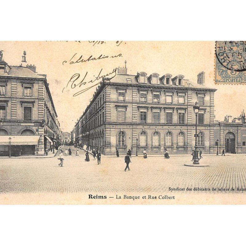 REIMS : banque de france et rue colbert - tres bon etat