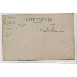 CARTE PHOTO A LOCALISER : paris(?) café "enselme", billard consommations de 1er choix, personnages - tres bon etat