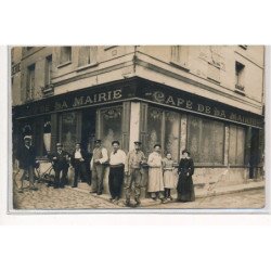 CARTE PHOTO A LOCALISER : café de la mairie, rue du chapitre, personnages, billard - etat