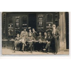 CARTE PHOTO A LOCALISER : paris(?) cafe jahou extra billard heninaine - etat