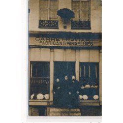 CARTE PHOTO A LOCALISER : carret raviart paris(?) fabricant de parapluie - tres bon etat