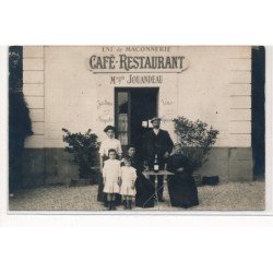 CARTE PHOTO A LOCALISER : haute-vienne(?) café-restaurant Mson Jouandeau, entreprise de maconnerie - tres bon etat