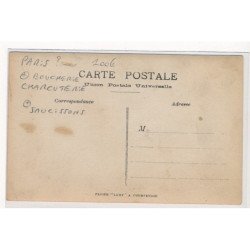 CARTE PHOTO A LOCALISER : paris(?) boucherie charcuterie saucissons - tres bon etat